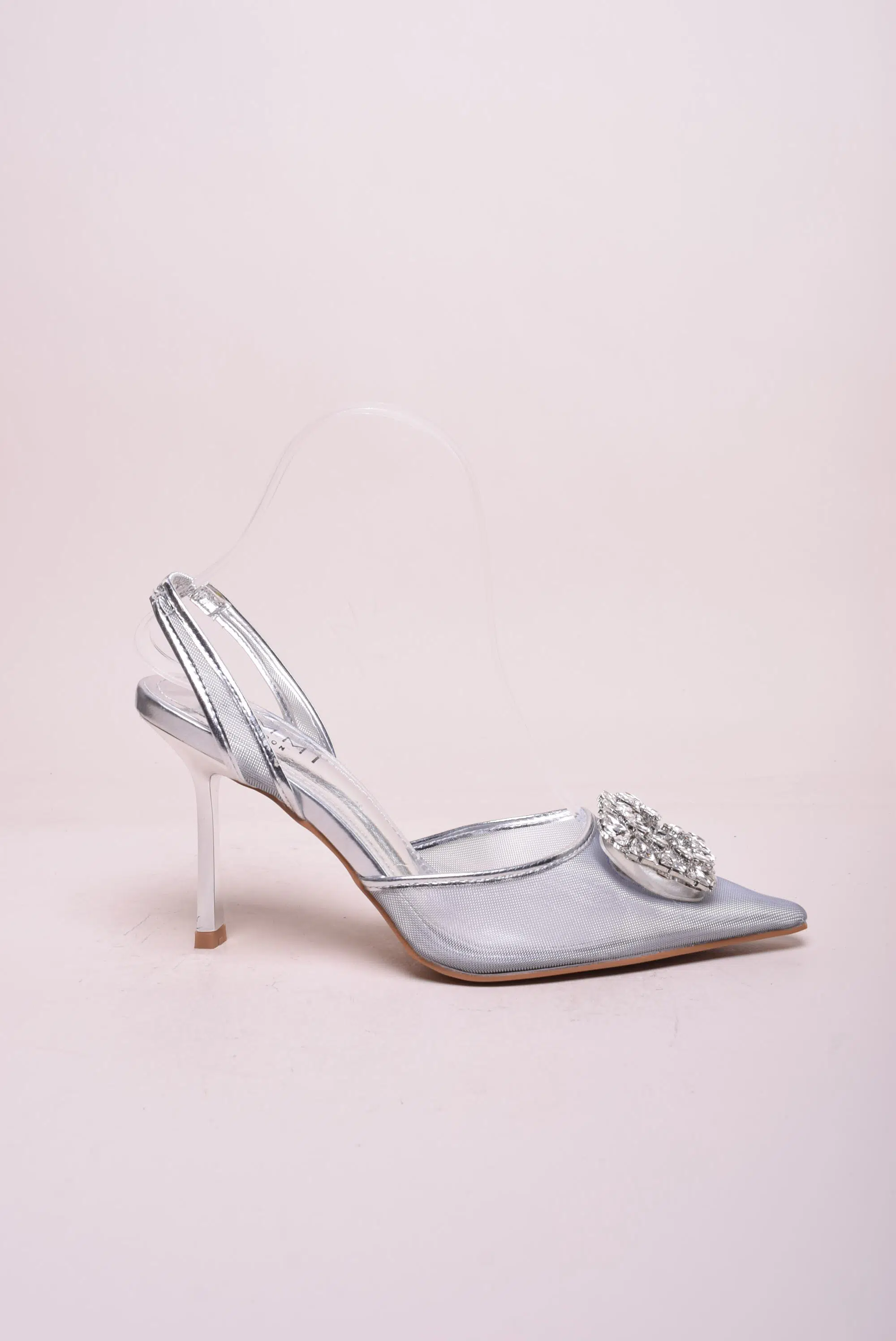 Pantofi damă - Pantofi dama stiletto decupati in spate, cu pietricele